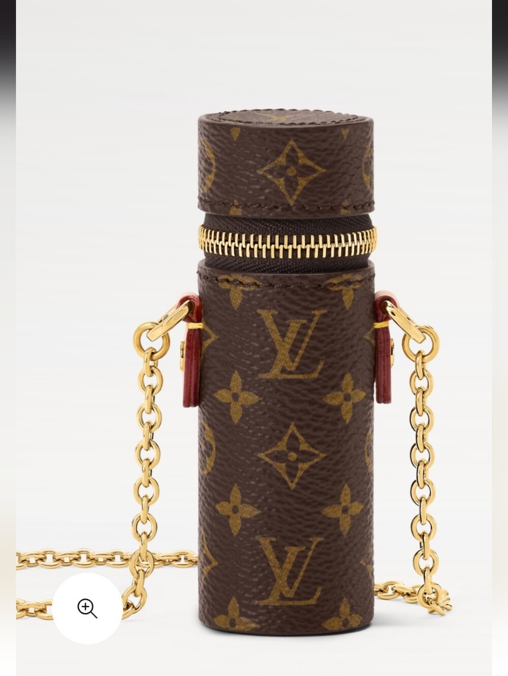 Louis  Brown LIPSTICK💄 Cylinder Case with Gold Chain 🫦.